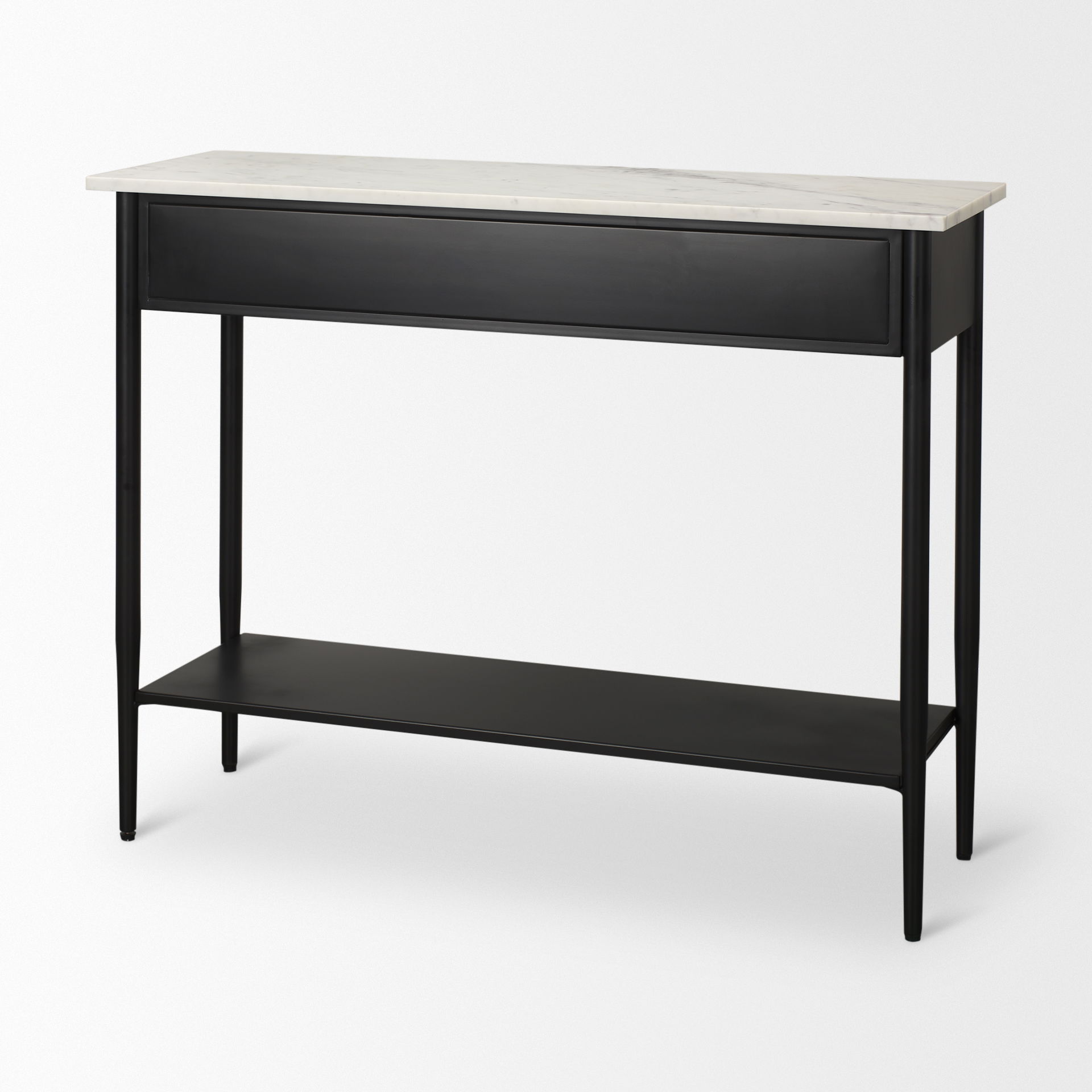 Amika White Marble Top Black Metal Base Console Table large image 
