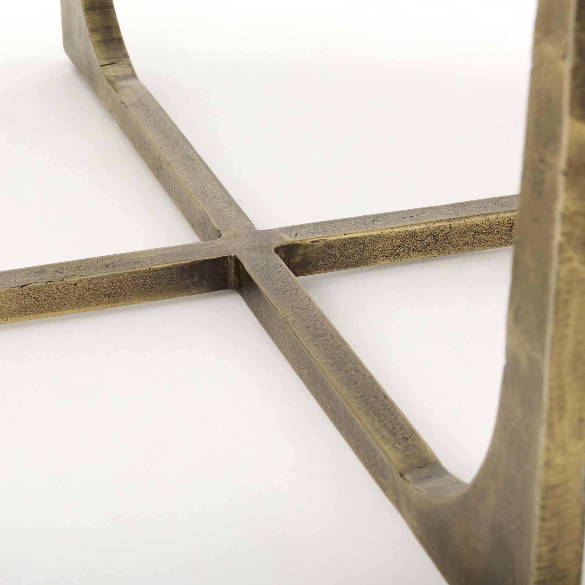 Atticus Marble and Antiqued Gold Metal Coffee Table, by Mercana, 34" length x 34" width x 16.25" height View 8