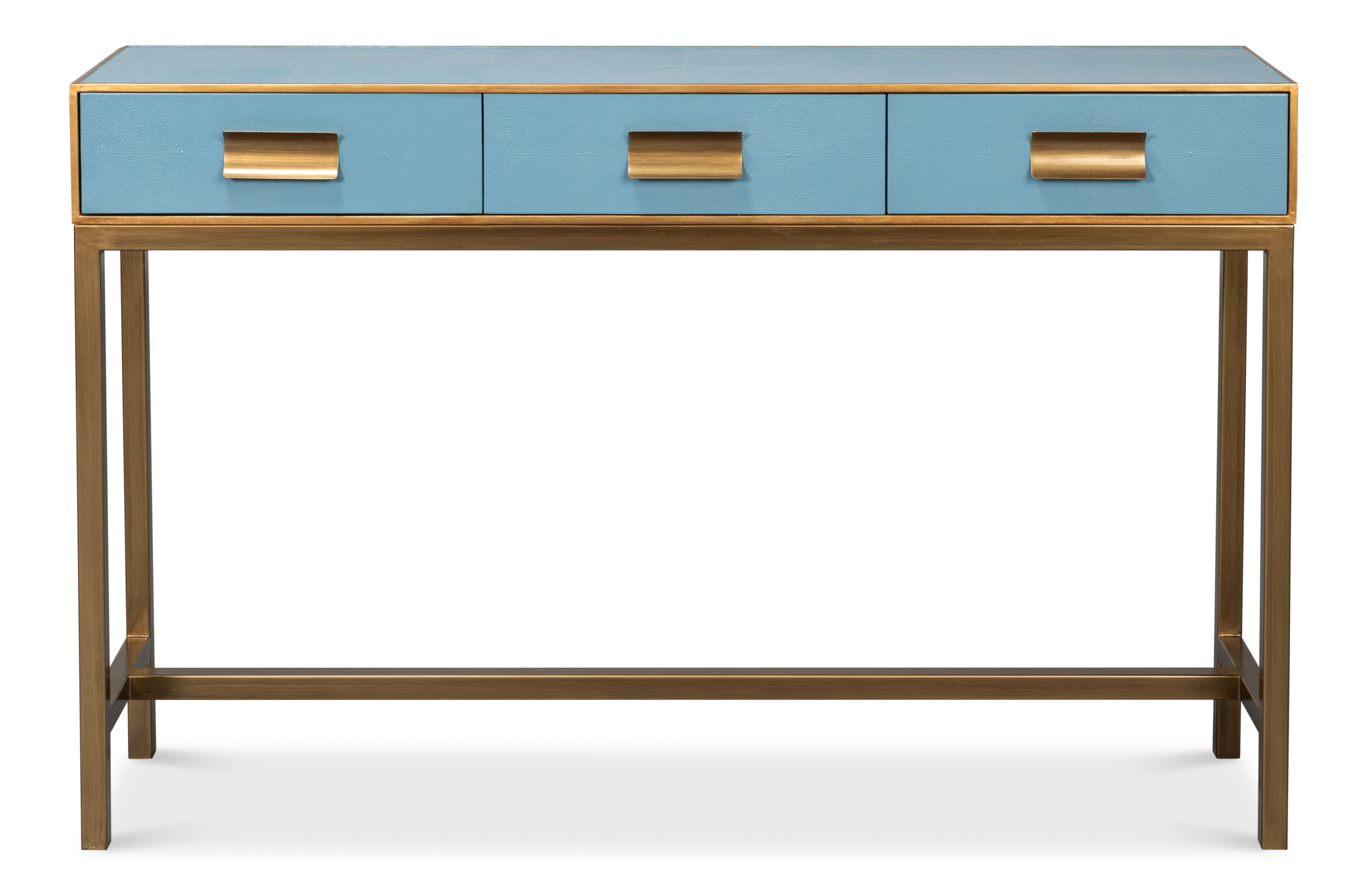 Gideon Shagreen Console, Chambray Blue, Console Table by Sarreid, 54" length x 12" width x 34" height View 2