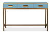 Gideon Shagreen Console, Chambray Blue, Console Table by Sarreid, 54" length x 12" width x 34" height thumbnail 2