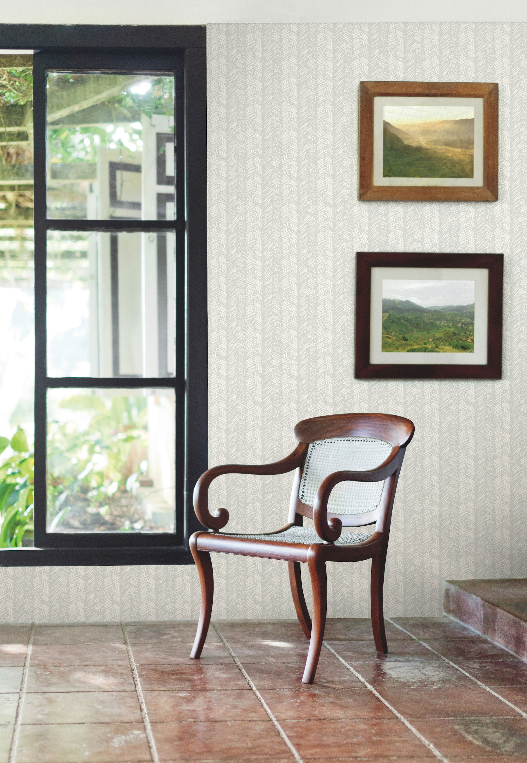Fractured Herringbone Light Grey Wallpaper large image 