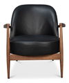 Pindar Armchair, Onyx Black Leather, Seating by Sarreid, 30" length x 31" width x 30" height thumbnail 2