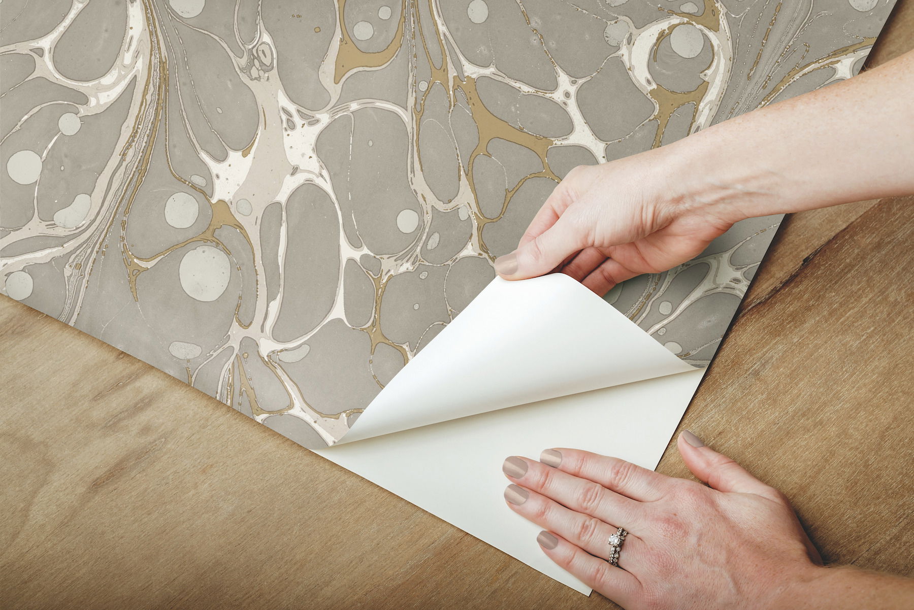 Marbled Endpaper Neutral Peel & Stick Wallpaper large image 