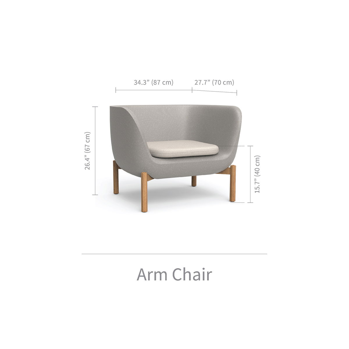 Inou Elements Arm Chair, Outdoor Furniture by Crescent Garden, 2'10.3" width x 2'2.4" height x 2'3.7" depth View 3