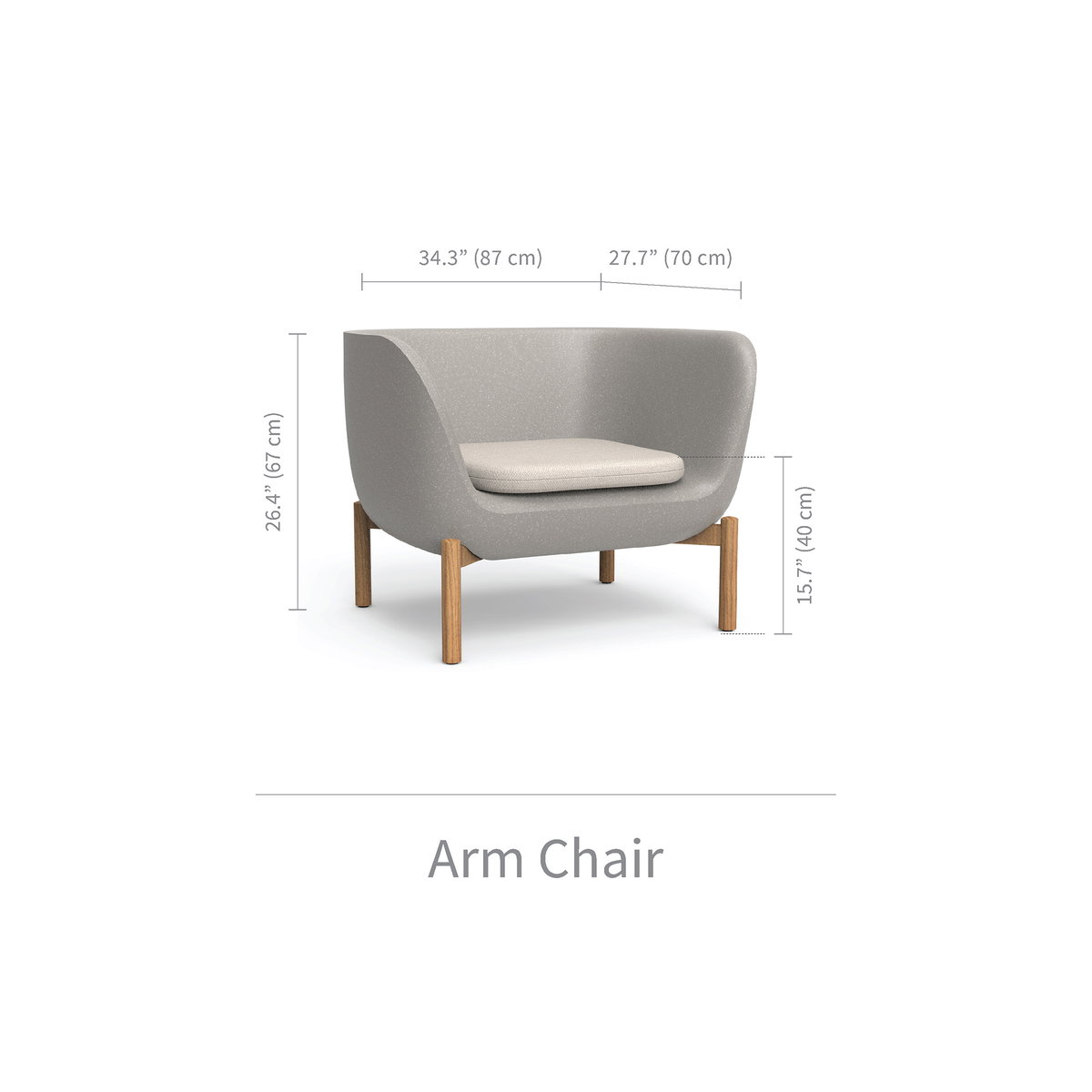 Inou Elements Arm Chair, Outdoor Furniture by Crescent Garden, 2'10.3" width x 2'2.4" height x 2'3.7" depth View 3