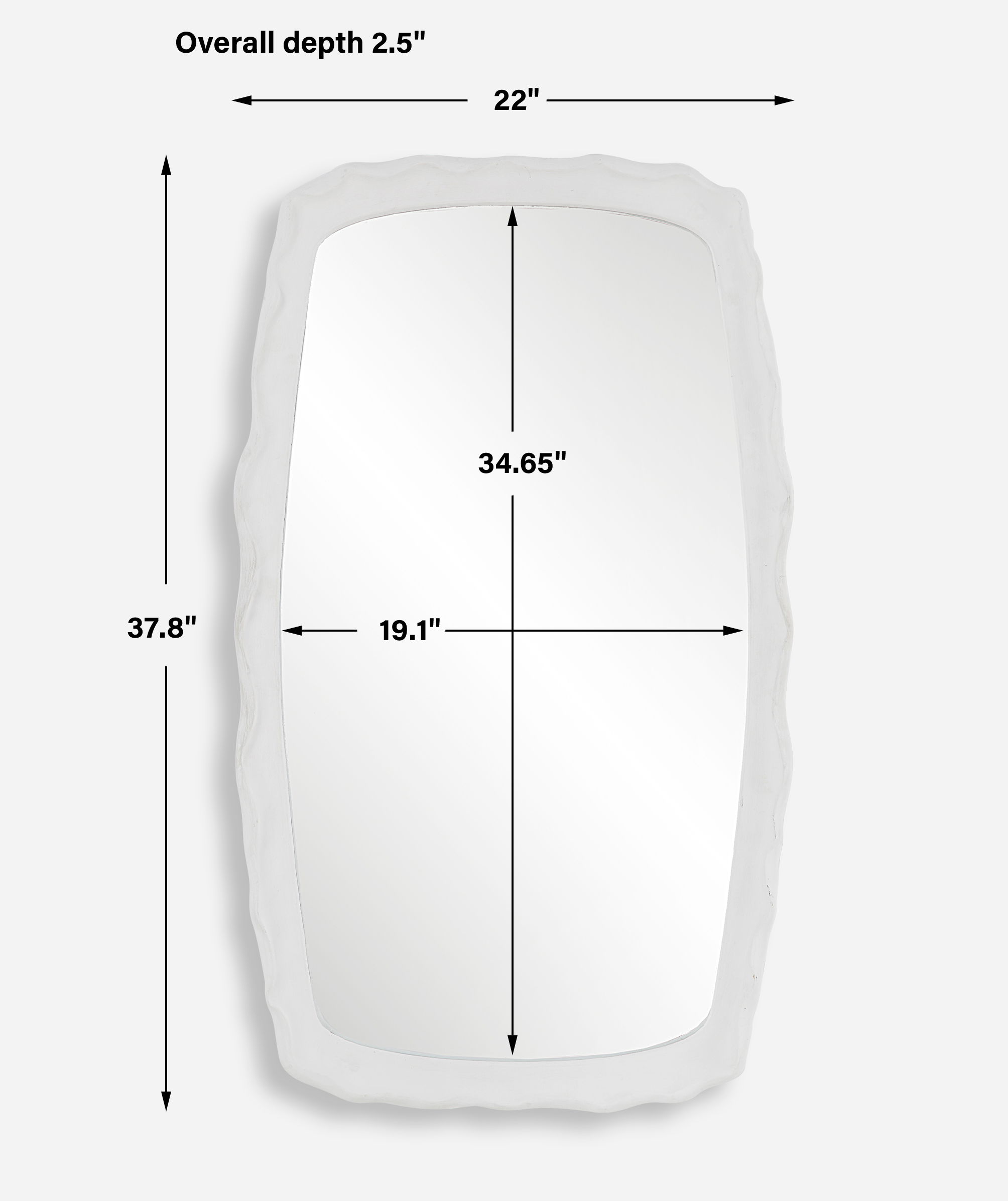 Marbella White Mirror, by Uttermost, 22" width x 37.8" height x 2.5" depth View 3