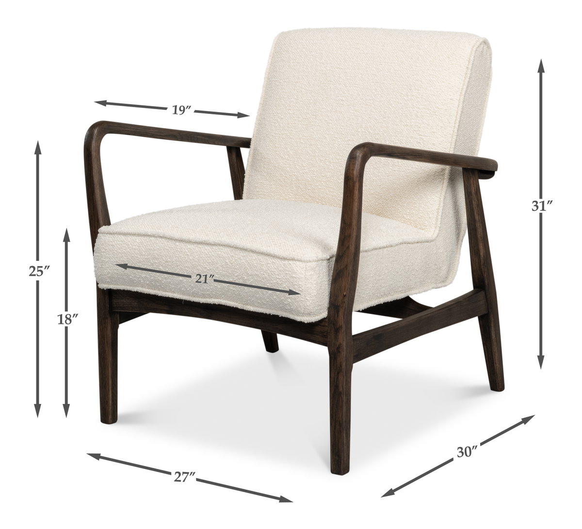 Ryder Chair, by Sarreid, 2'6" length x 2'3" width x 2'7" height View 15