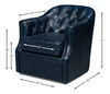 Coolidge Leather Swivel Chair, Blue, Seating by Sarreid, 30" length x 28" width x 31" height thumbnail 15