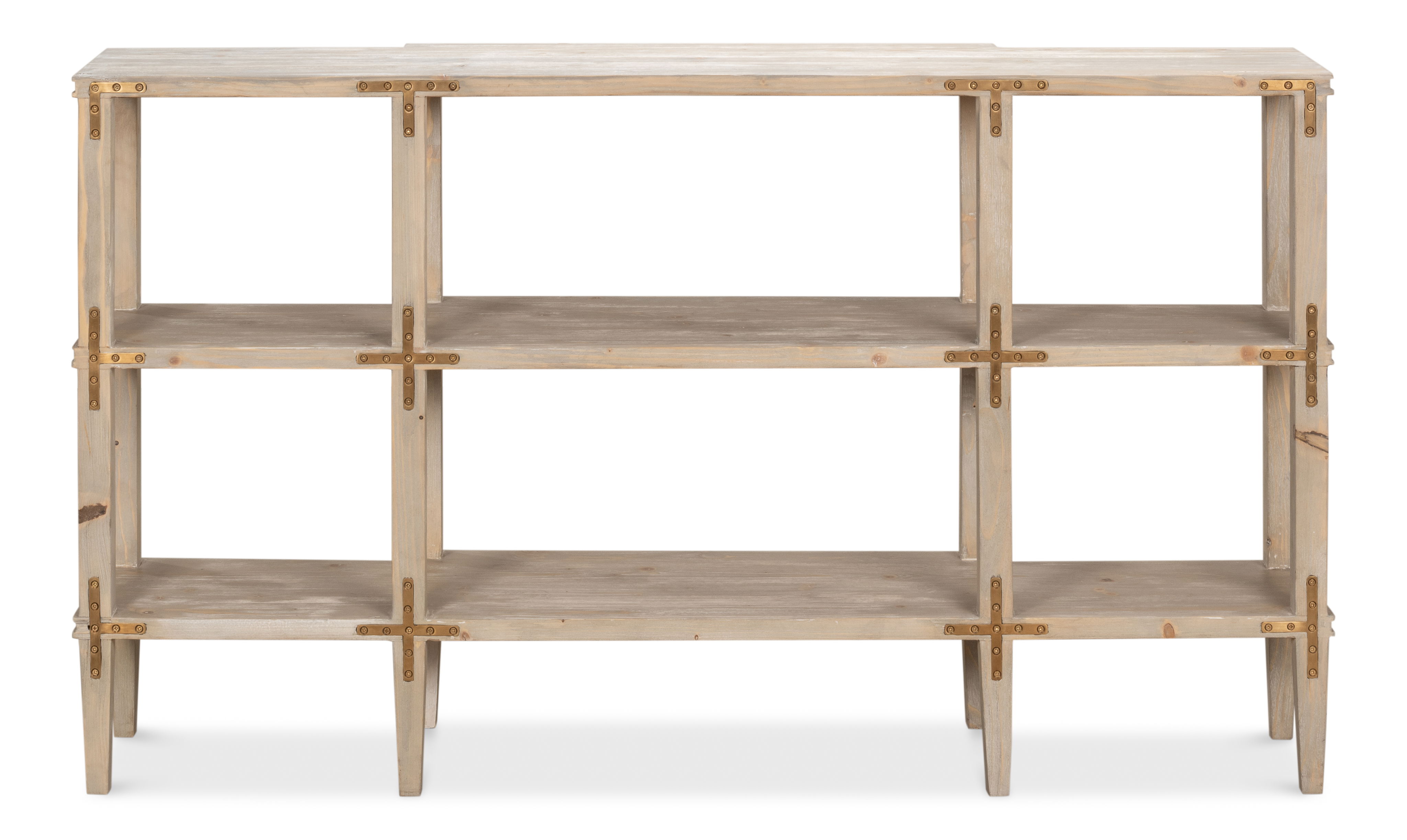 Grange Bungalow Console, Grey Thorne, Console Table by Sarreid, 56" length x 12" width x 32" height View 3