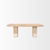 Shivon 84' Rectangular Light Brown Mango Wood with Travertine Dining Table thumbnail 4