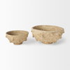Sonam Set of 2 Beige Paper Mache Spiked Bowls, Decorative Bowl by Mercana, 18" length x 18" width x 8" height thumbnail 4