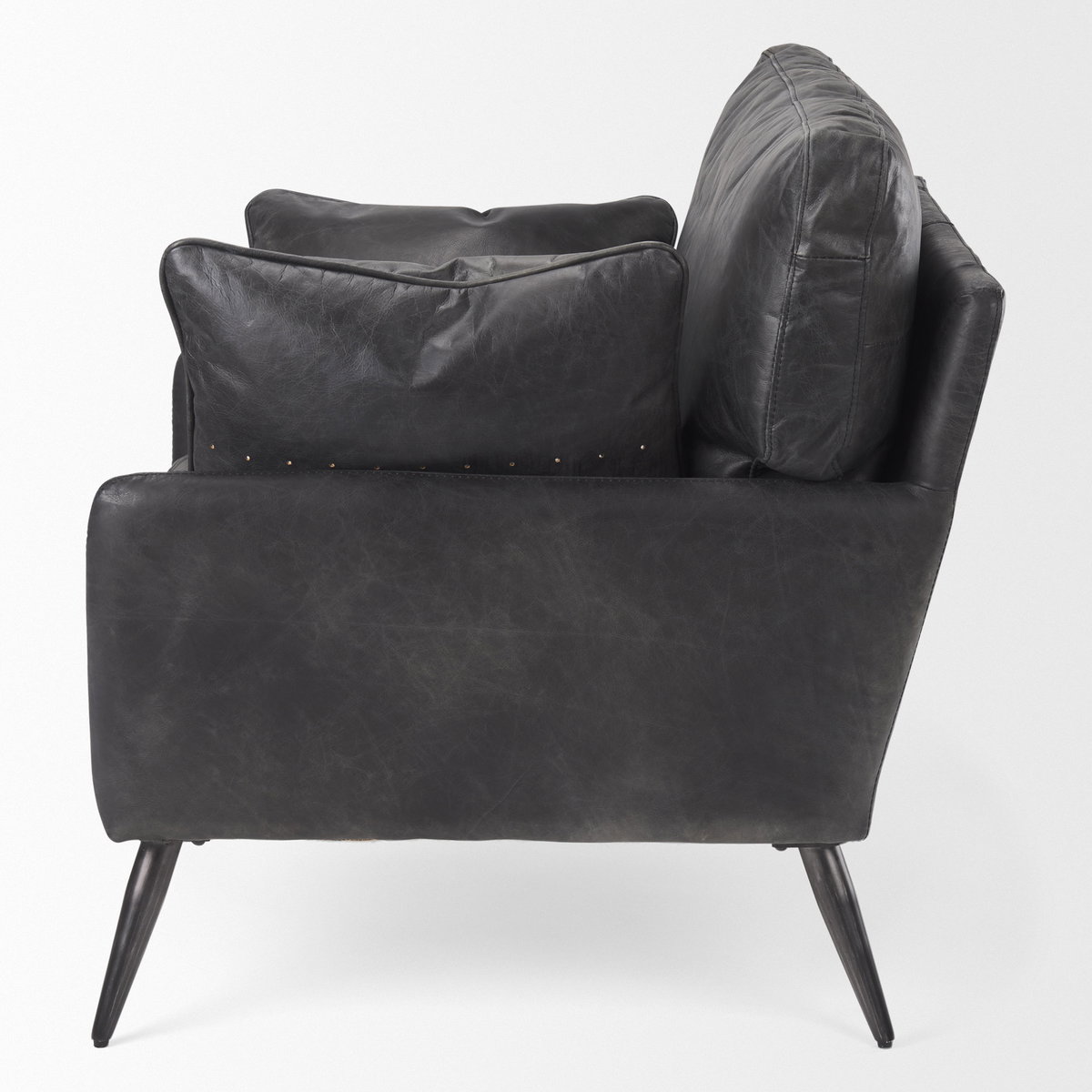 Cochrane  Black Leather Wrapped Chair, Accent Chair by Mercana, 34.5" length x 33" width x 32.5" height View 4