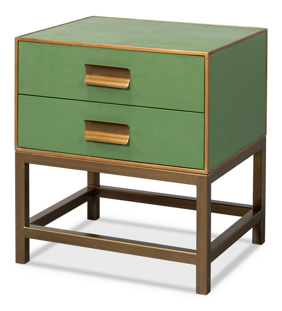 Gideon Shagreen Side Table  Watercress, by Sarreid, 1'6" length x 1'10" width x 2' height View 1