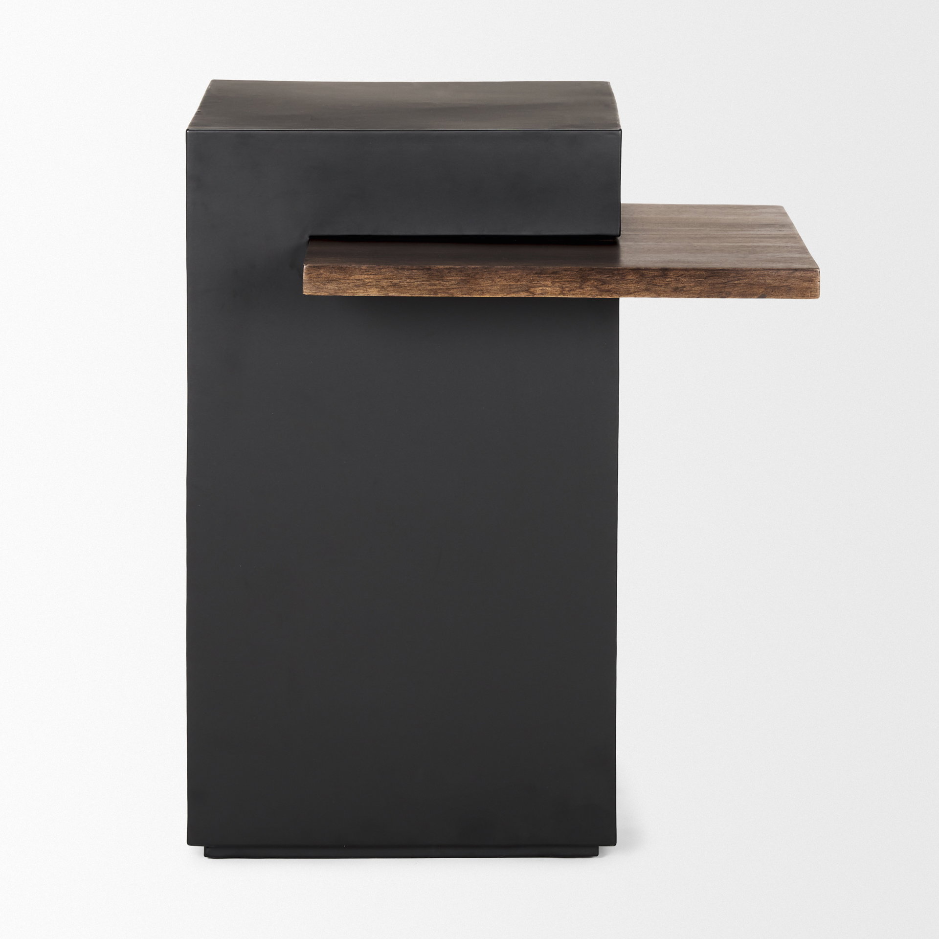 Charles Matte Black Metal with Wood Shelf Square Accent Table, Side & End Table by Mercana, 20" length x 20" width x 24" height View 4