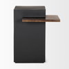 Charles Matte Black Metal with Wood Shelf Square Accent Table, Side & End Table by Mercana, 20" length x 20" width x 24" height thumbnail 4