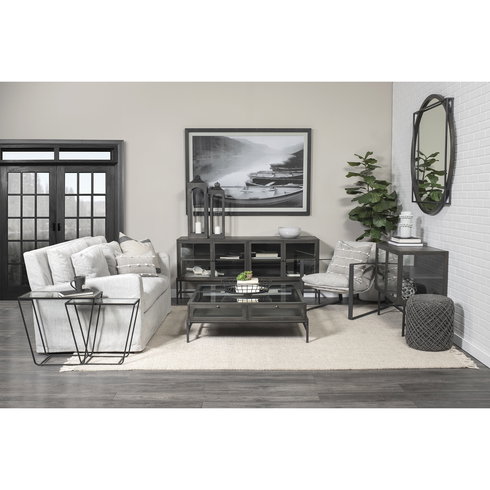 Denly II 92.5W Frost Gray Slipcover Three Seater Sofa