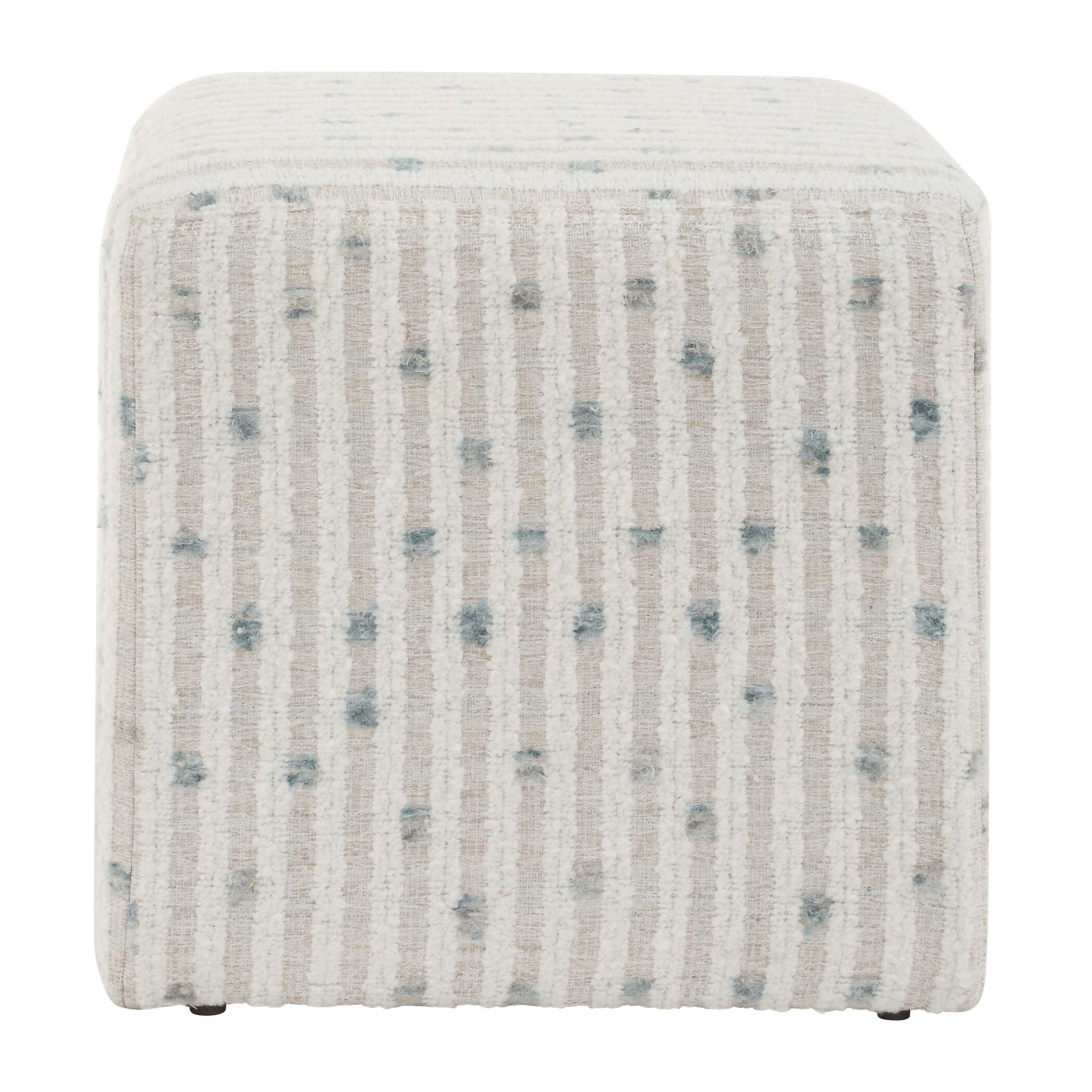 Joie White Chenille Ottoman large image 