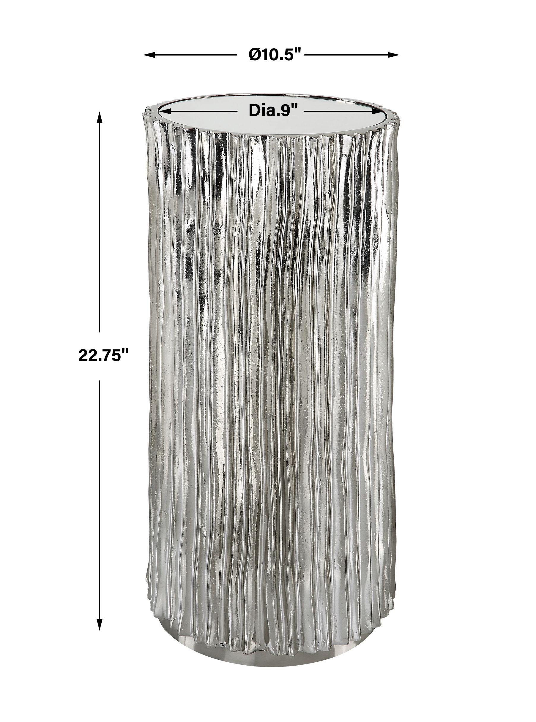 Echo Modern Nickel Drink Table, Furniture by Uttermost, 10.5" width x 22.75" height x 10.5" depth View 3