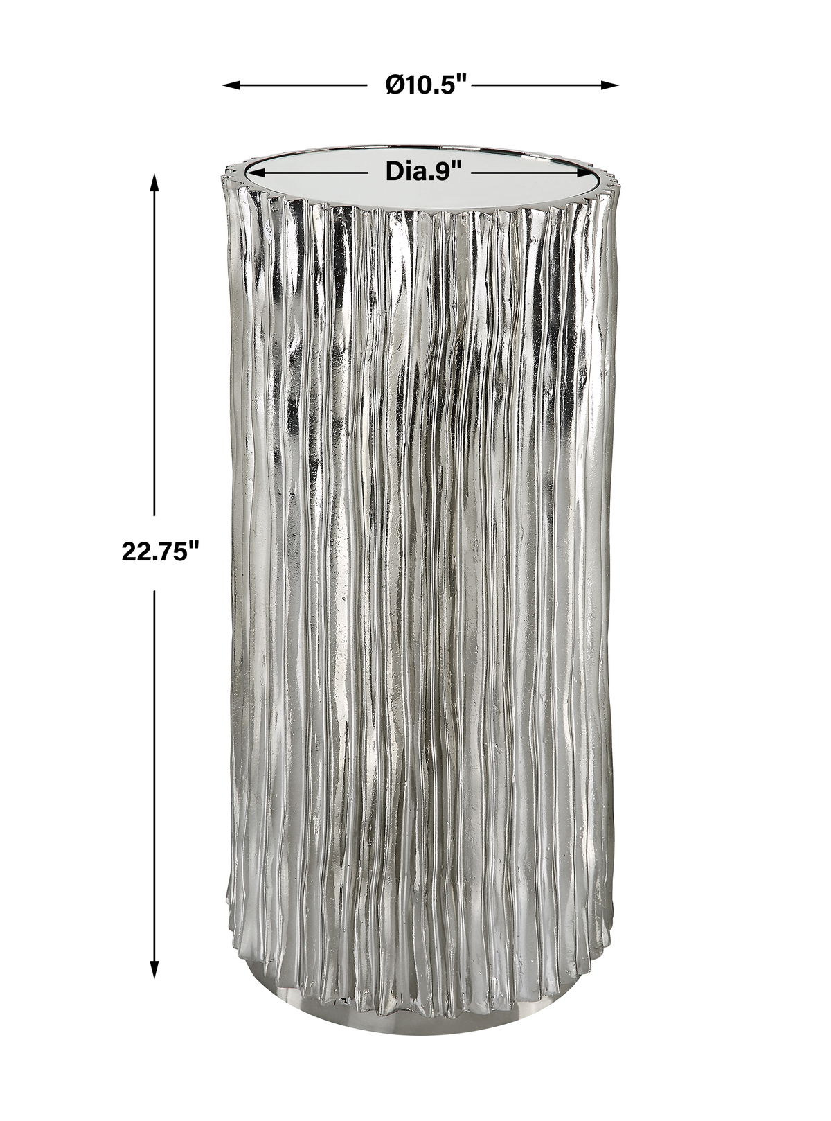 Echo Modern Nickel Drink Table, Side & End Table by Uttermost, 10.5" width x 22.75" height x 10.5" depth View 3