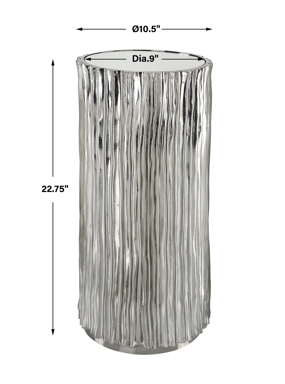 Echo Modern Nickel Drink Table, Side & End Table by Uttermost, 10.5" width x 22.75" height x 10.5" depth View 3