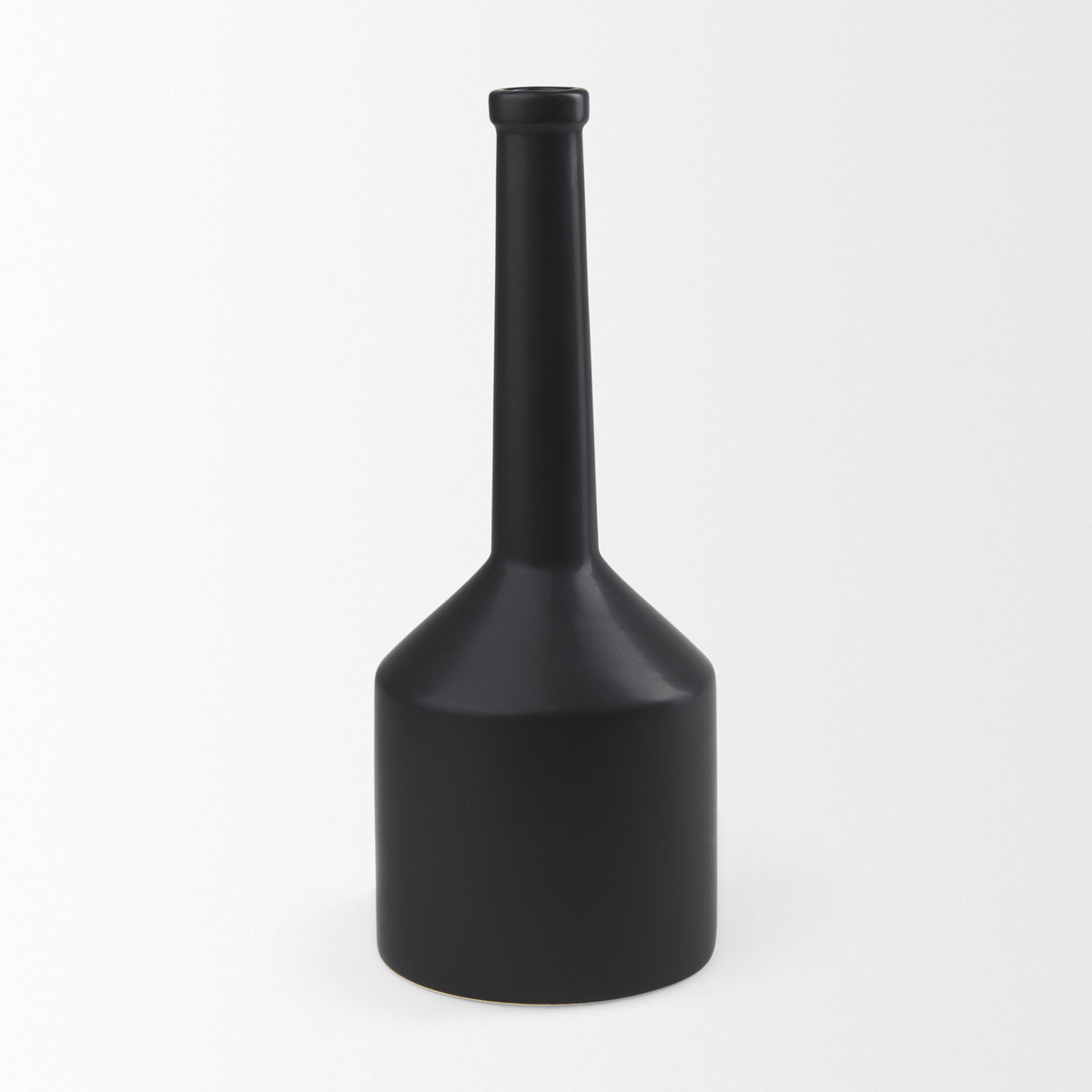 Burton 17.1H Large Matte Black Ceramic Jug Vase, Decorative Jar by Mercana, 6.1" length x 6.1" width x 15.55" height View 4