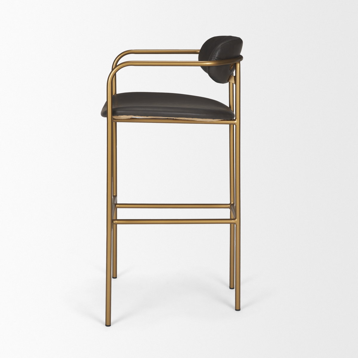 Parker Backless 40in Seat Bar Stool | Brown Faux Leather with Gold Metal, Counter & Bar Stool by Mercana, 19" length x 19.75" width x 40" height View 5