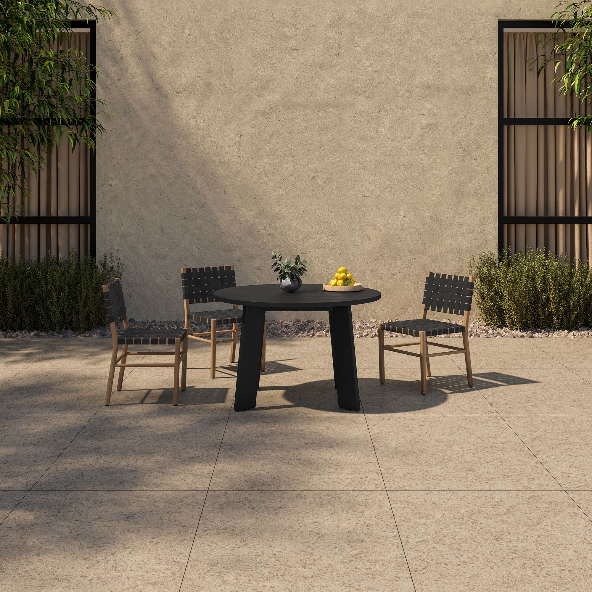Delta Round Outdoor Dining Table Black large image 