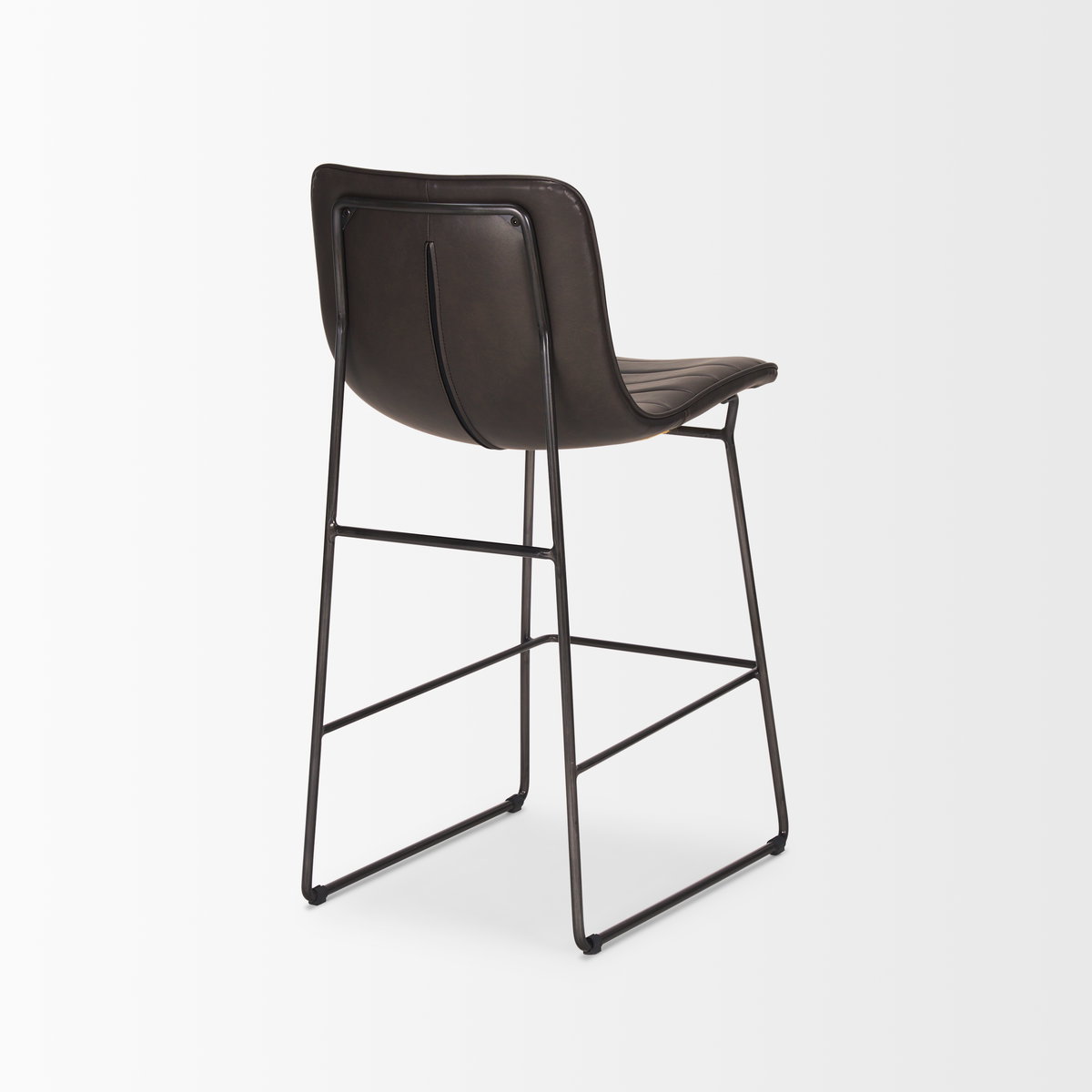 Meritt 37'H Black Faux-Leather Seat with Black Metal Frame Stool, Counter & Bar Stool by Mercana, 17.72" length x 21.65" width x 37.8" height View 6