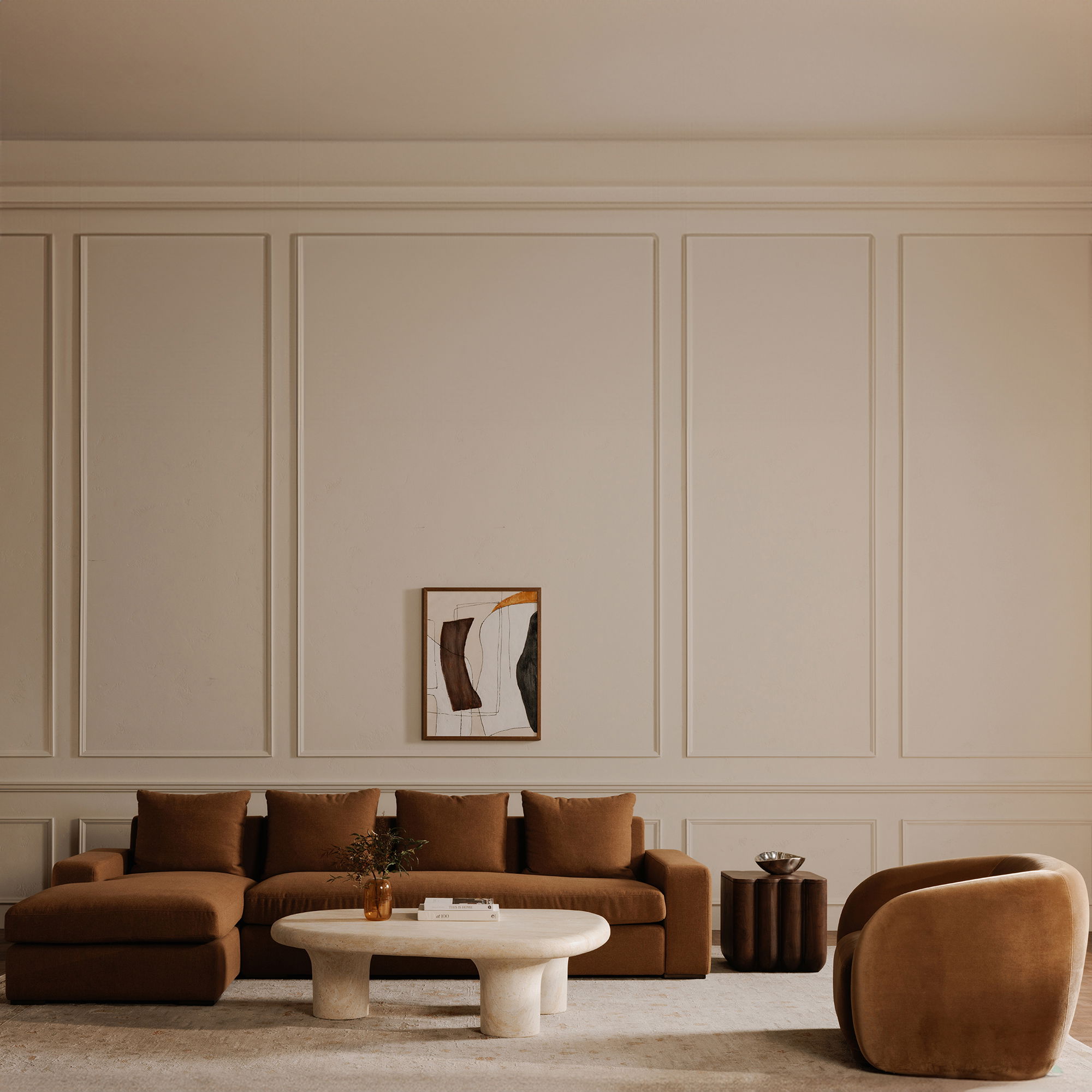 Faye Accent Chair Tan Faux Mohair, by Moe's Home, 33.5" width x 29.8" height x 32.2" depth View 7