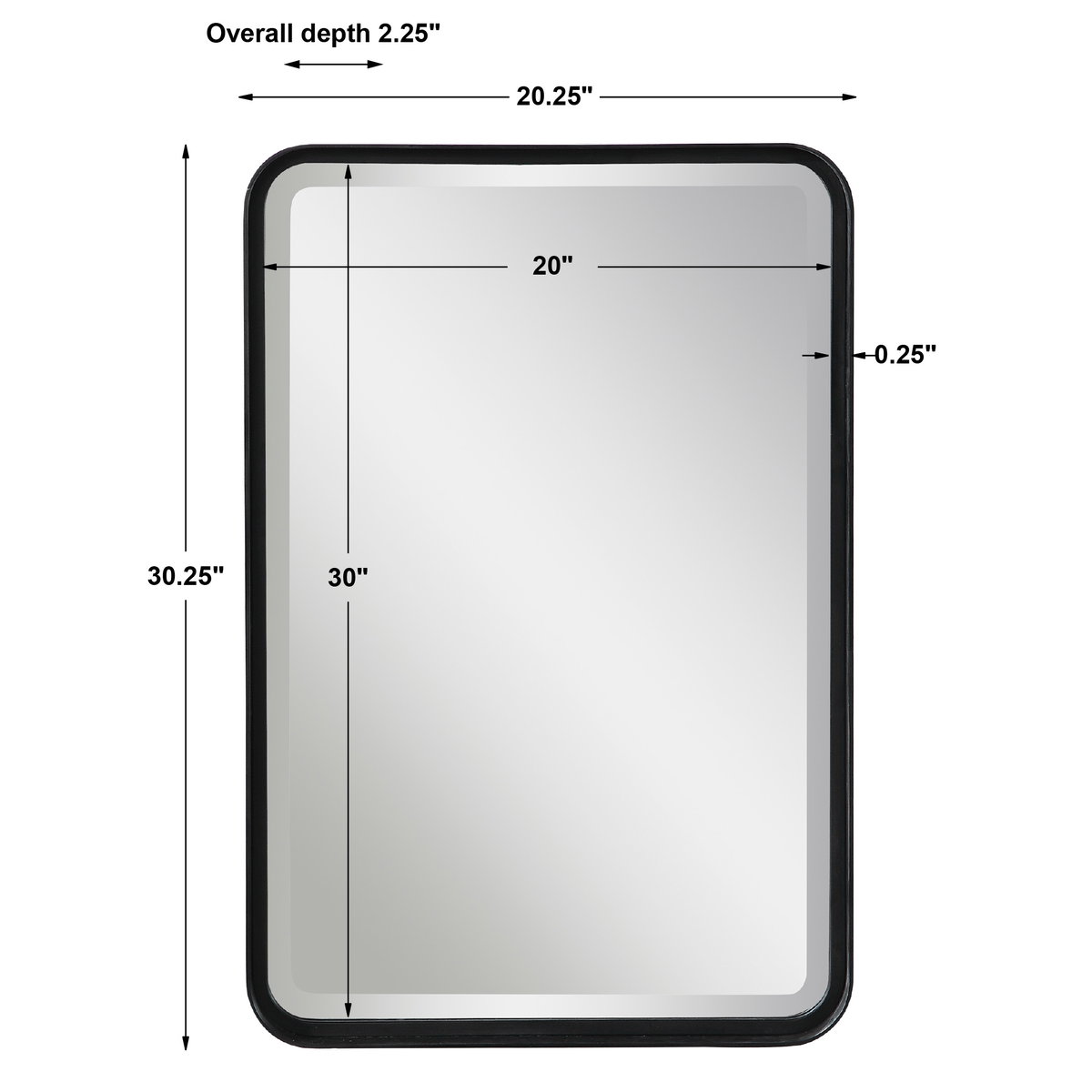 Croften Black Vanity Mirror, by Uttermost, 1'8.25" width x 2'6.25" height x 2.25" depth View 3