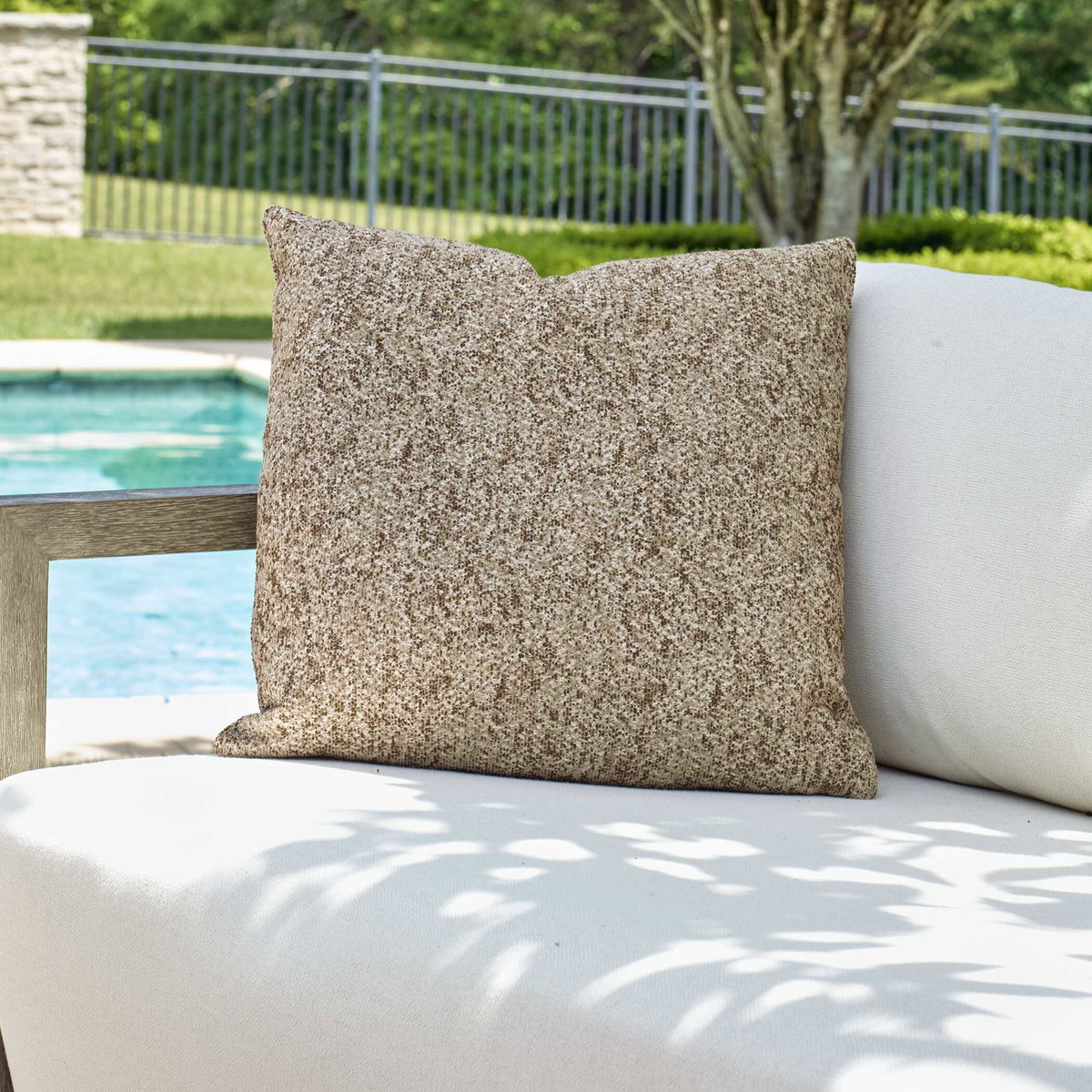 Alternative Taupe Outdoor Pillow, by Uttermost, 1'8" width x 1'8" height x 8" depth View 2