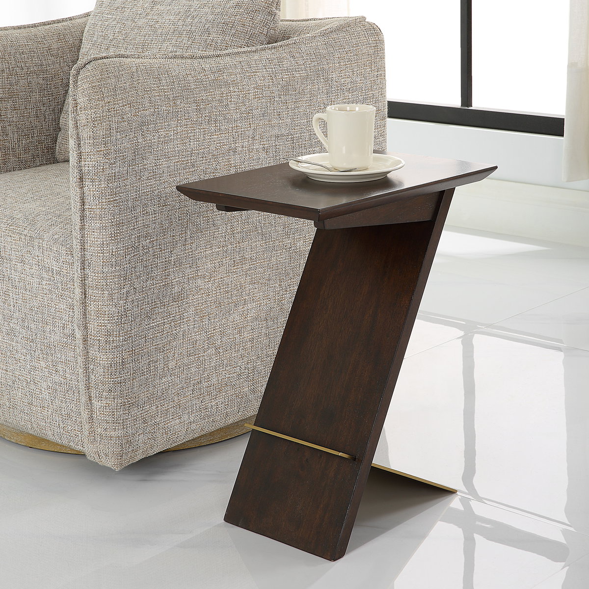Breakthrough Modern Accent Table, Side & End Table by Uttermost, 17.25" width x 22" height x 11.75" depth View 2