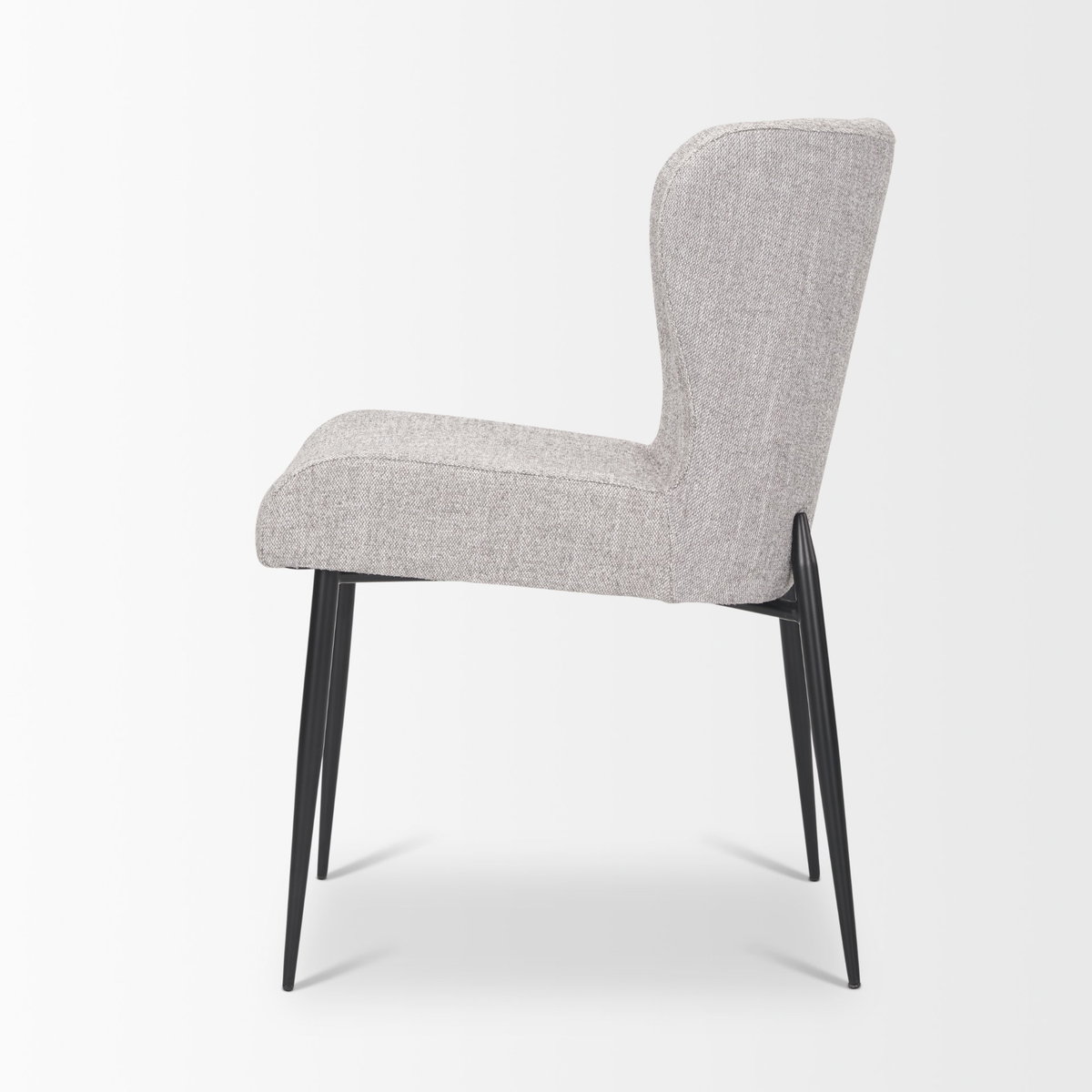 Hartt Dining Chair with Matte Black Metal Frame and Gray Fabric, by Mercana, 19.75" length x 25" width x 32.5" height View 6