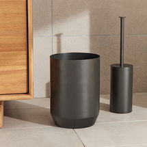 Online Designer Bedroom Caspian Bath Accessories Set, Toilet Brush Holder & Waste Bin, Dark Bronze, Set of 2