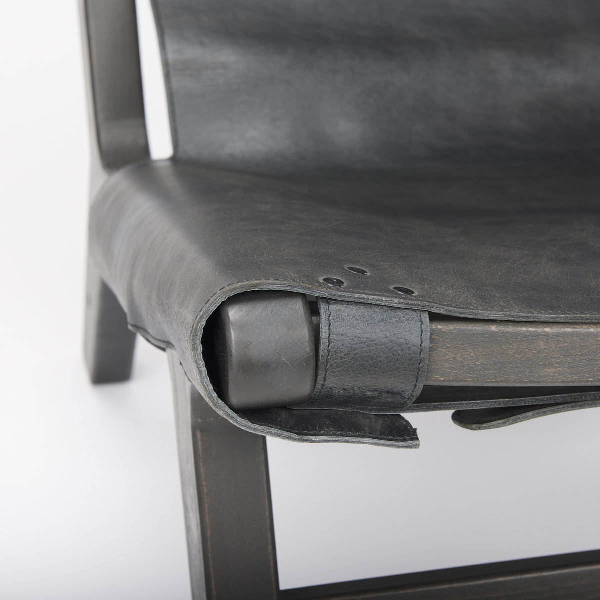 Elodie 24.4L x 33.9W x 30.7H Black Leather with Black Stain Beech Wood Frame Accent Chair, by Mercana, 24.41" length x 31.5" width x 30.71" height View 11