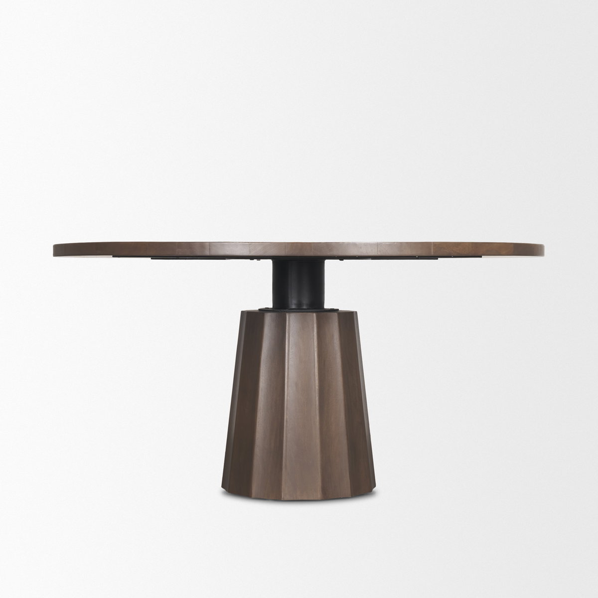 Swanson 60' Dark Brown Wood Round Pedestal Dining Table, by Mercana, 60" length x 60" width x 30" height View 6