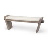 Elaine I 58L x 14.75W x 20H Brown Wood Upholstered Cream Seat Entryway Bench, Benche by Mercana, 58" length x 14.75" width x 20" height thumbnail 1