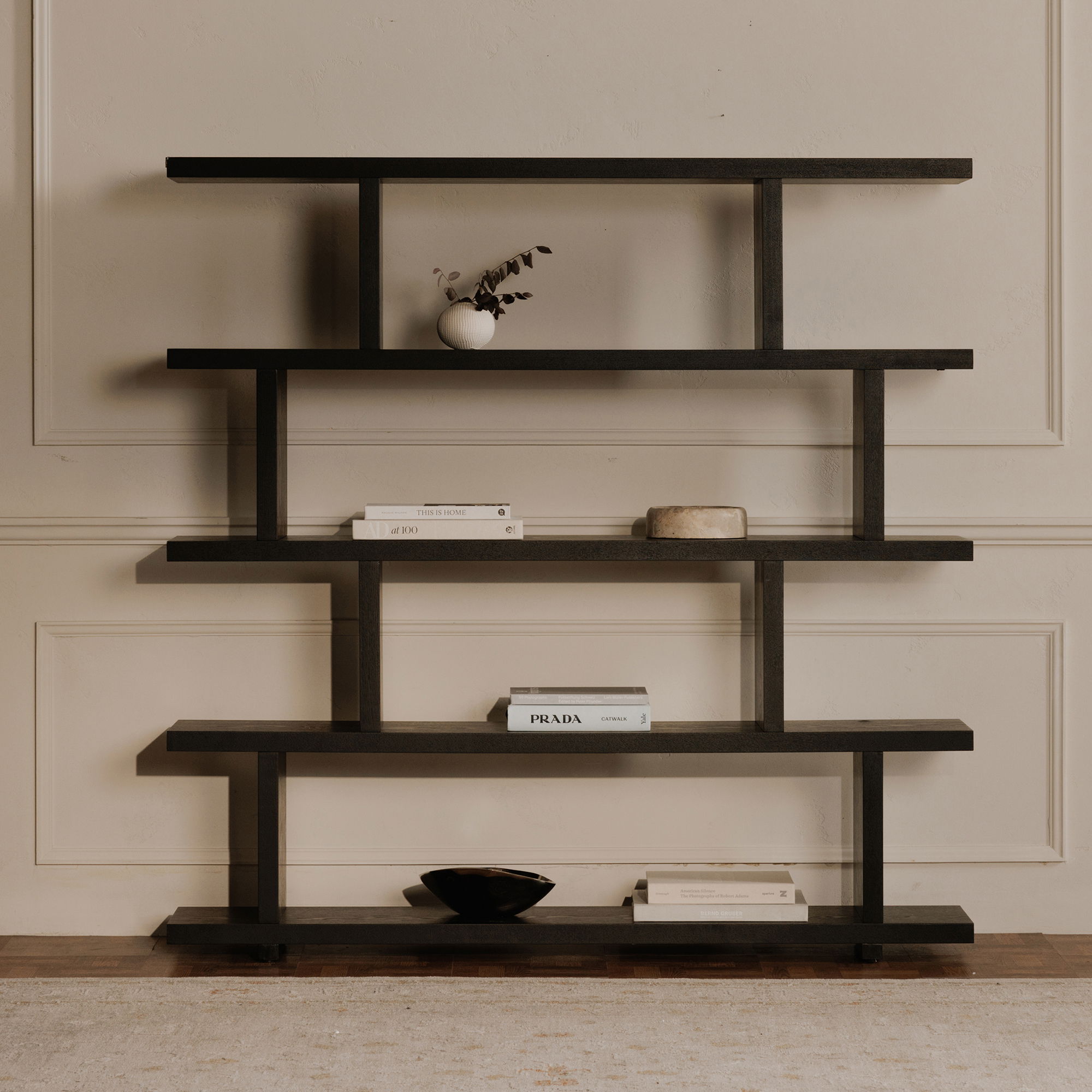 Miri Shelf Large Black, Shelving & Bookcase by Moe's Home, 63" width x 62" height x 11" depth View 6