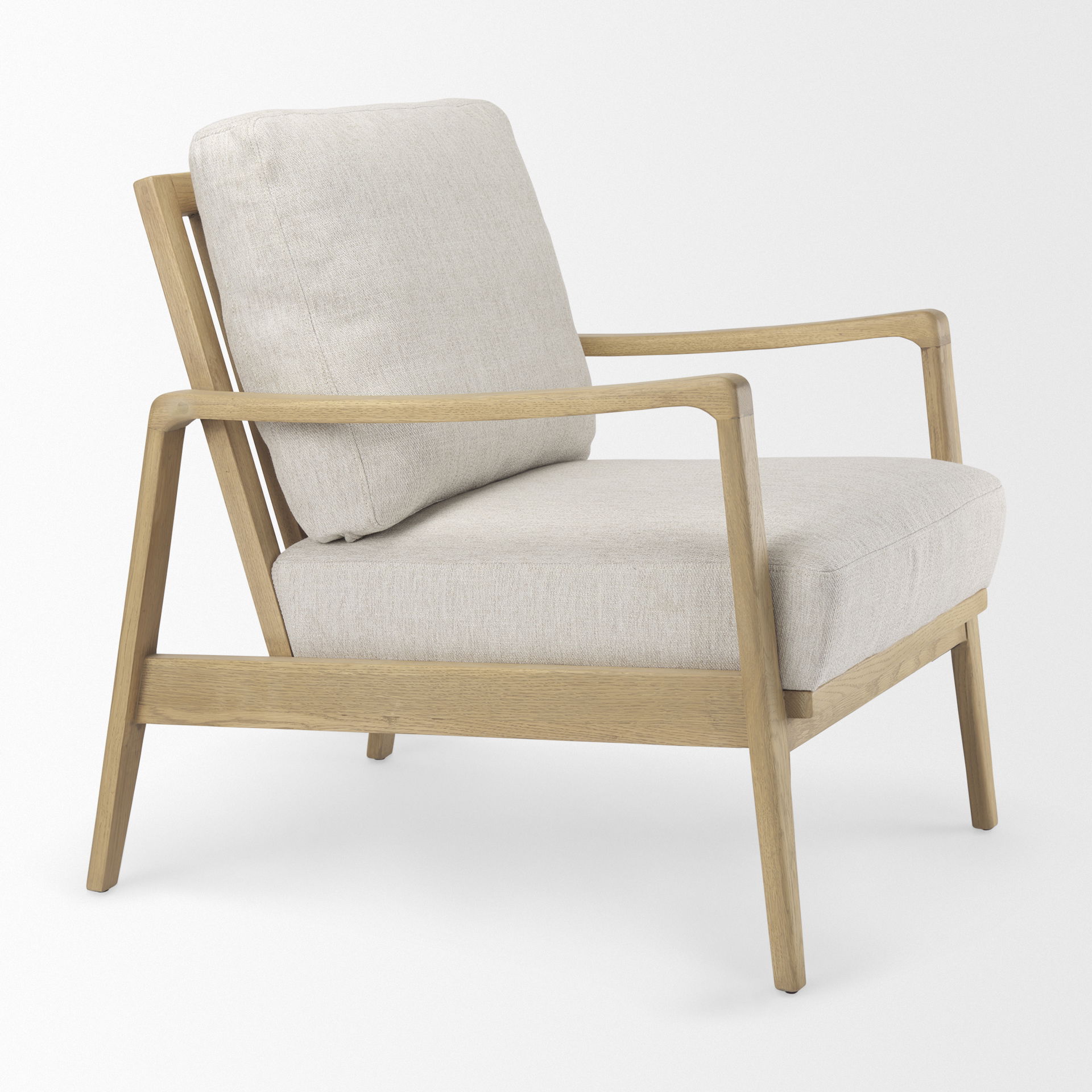 Raeleigh  Cream Fabric with Light Brown Wood Accent Chair large image 