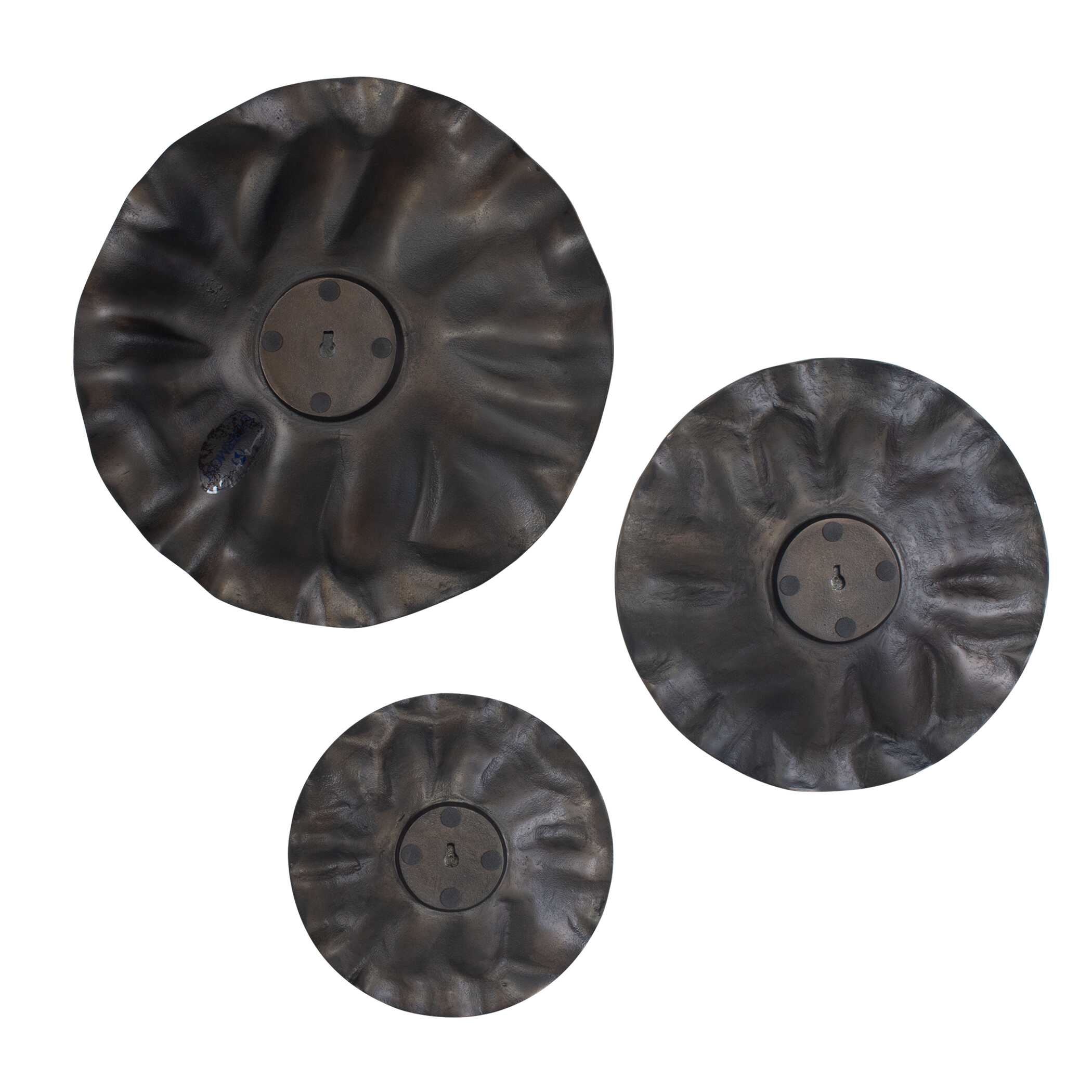 Peonia Outdoor Bronze Wall Art Set/3, Sculptural Wall Art by Uttermost, 20" width x 20" height x 2.5" depth View 6