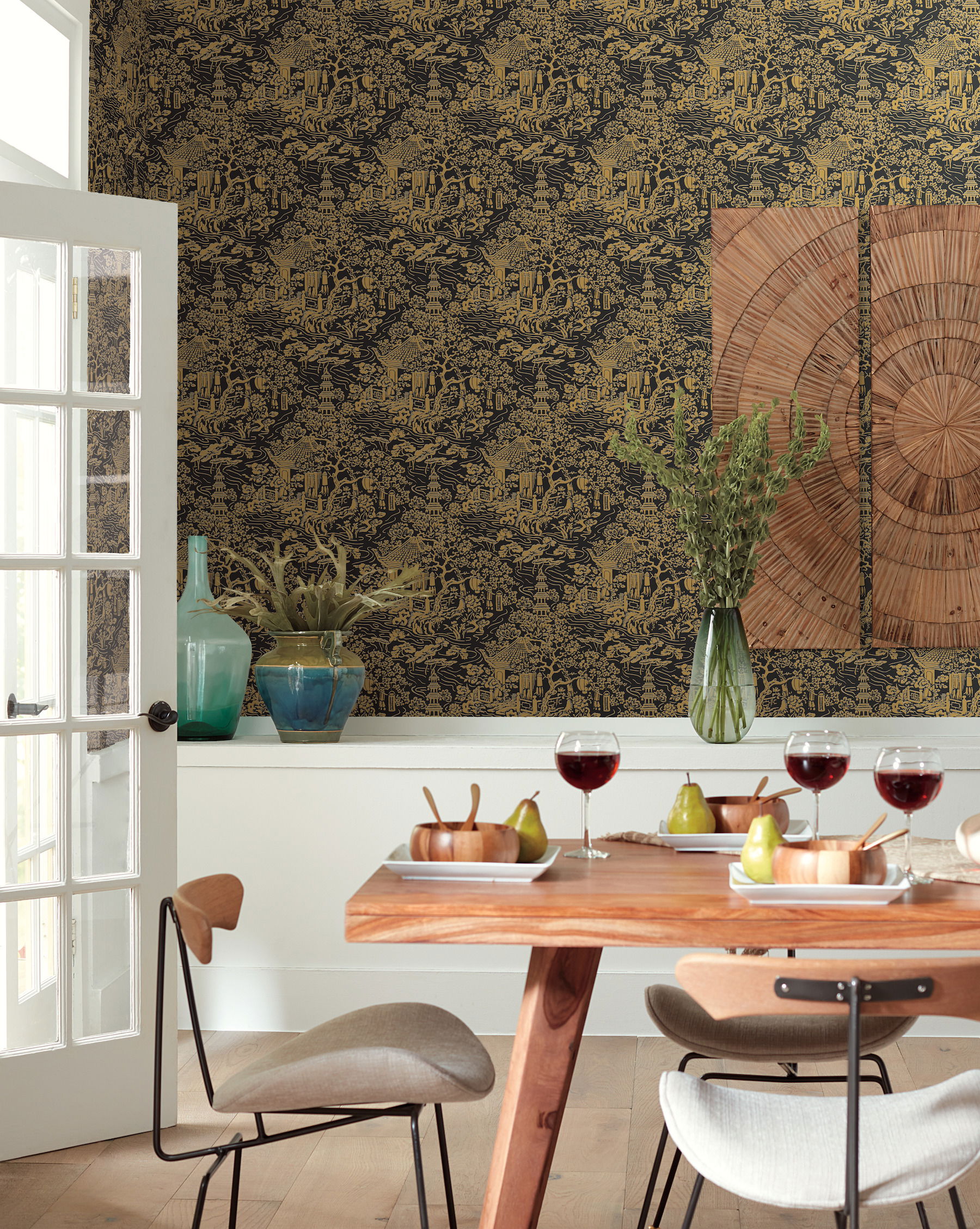 Chinoiserie Black & Gold Wallpaper, by York Wall, 27' length x 2'3" width x 0.02" depth View 2