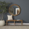 Shane Brown Wood with Woven Brown Leather Bench thumbnail 1