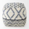 Eshana  Cream Wool and Denim Patterned Pouf thumbnail 3