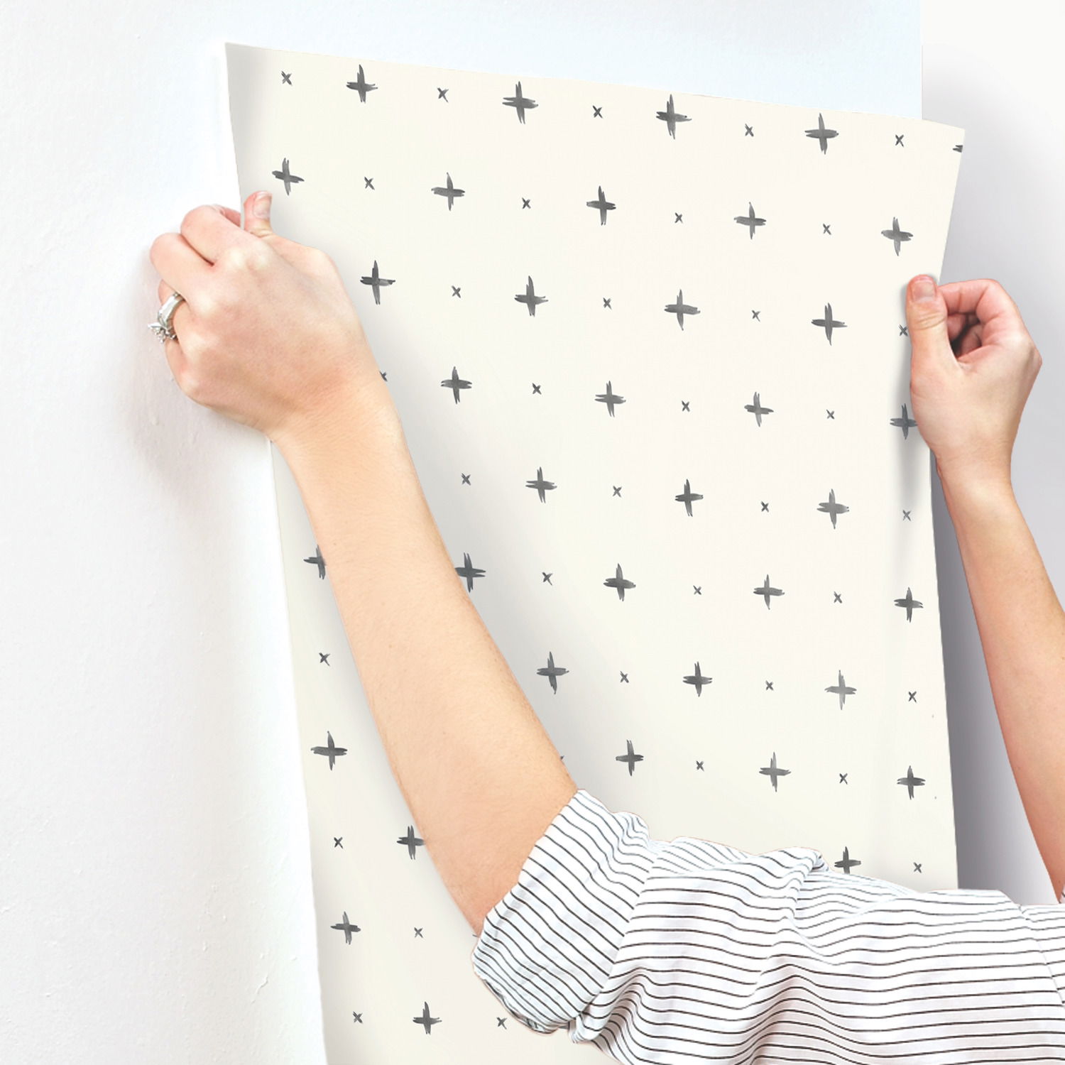 Cross Stitch Black Wallpaper, by York Wall, 33' length x 1'8.5" width x 0.02" depth View 5