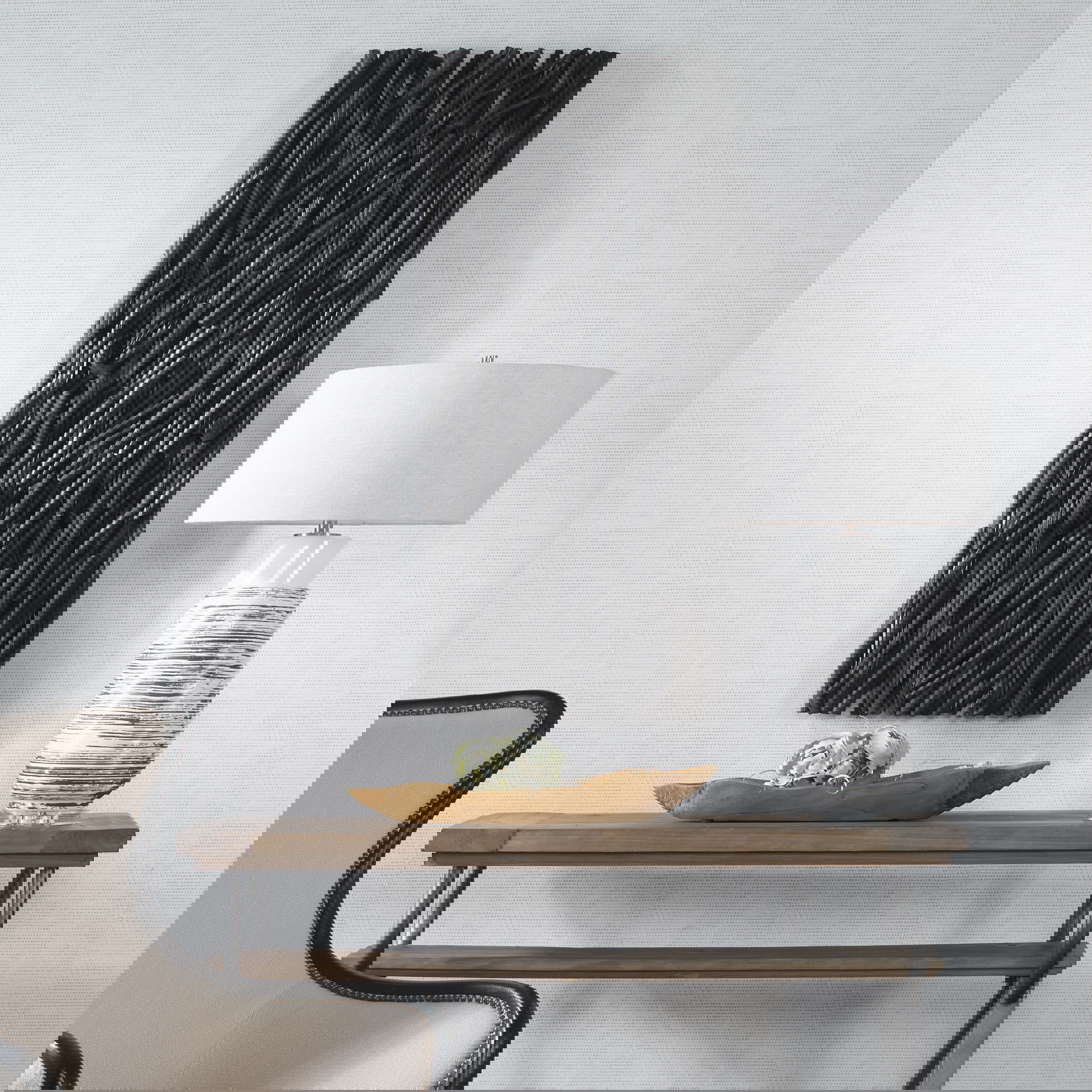 Gathered Teak Black Wood Wall Decor, Sculptural Wall Art by Uttermost, 19" width x 49" height x 3.5" depth View 2