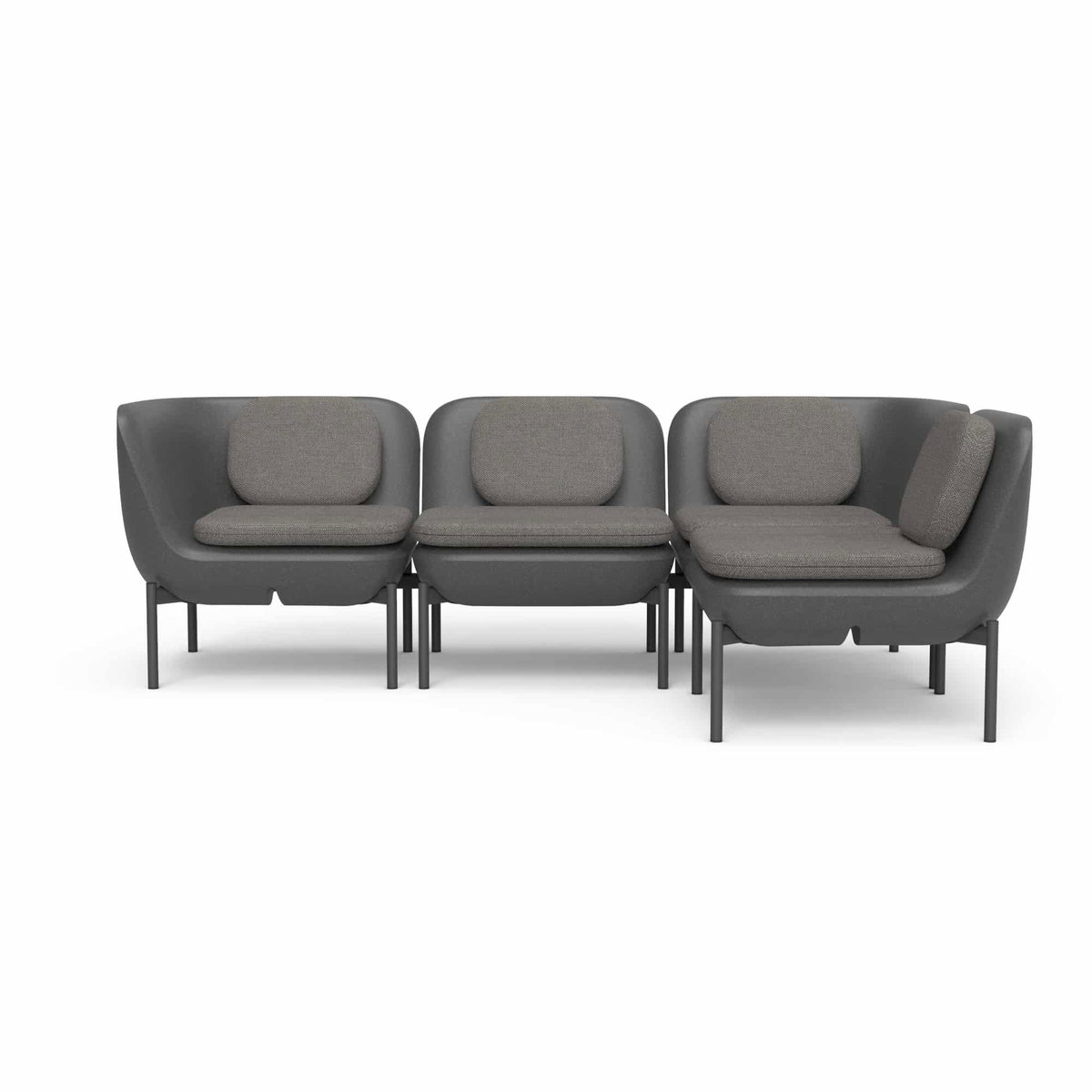 Inou Elements Modular Four-seater Sectional Sofa, Outdoor Furniture by Crescent Garden, 6'9.3" width x 2'2.4" height x 4'5.3" depth View 1