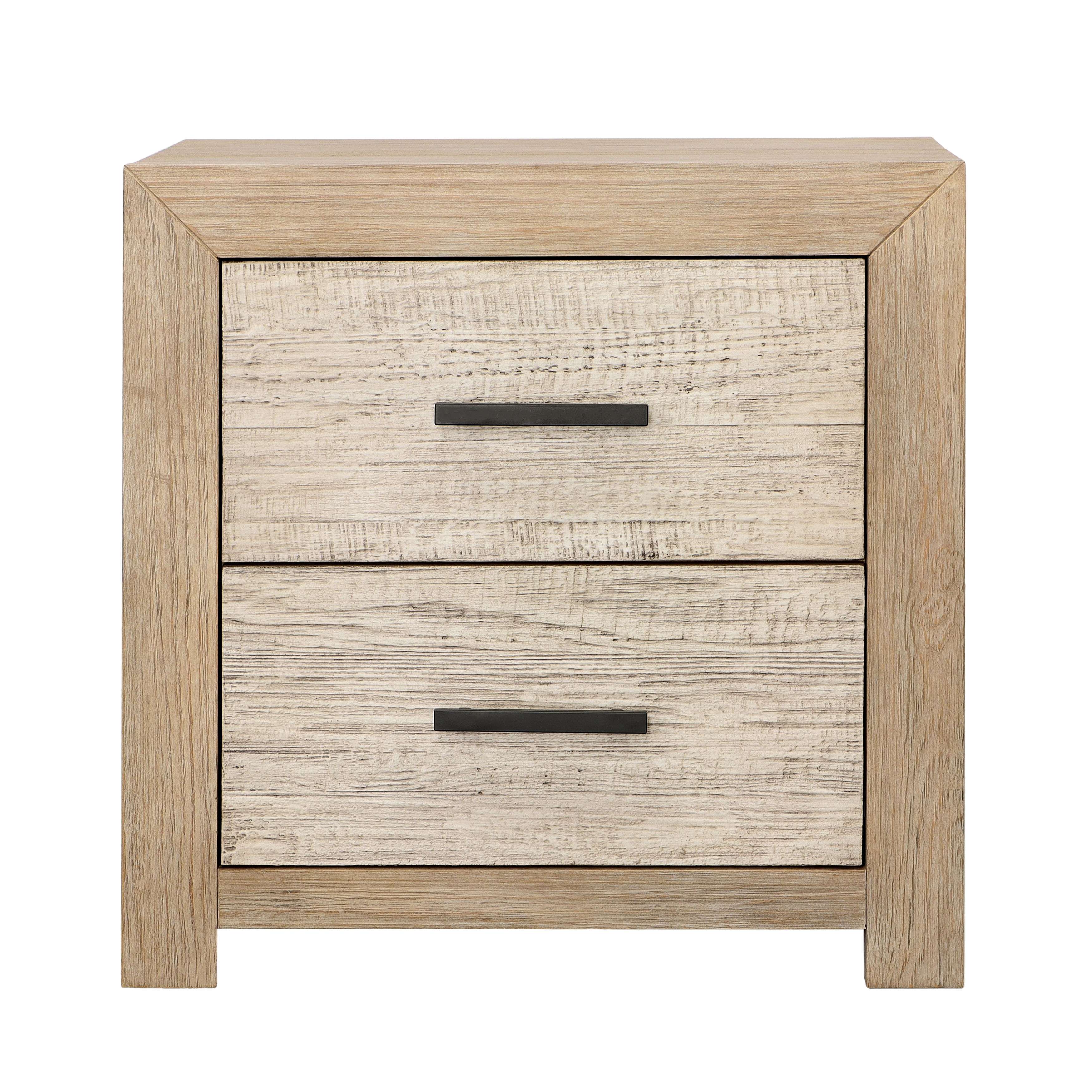 Roux Double Drawer Nightstand Light Warm Wash, by Dovetail, 27.25" width x 27.5" height x 18" depth View 2