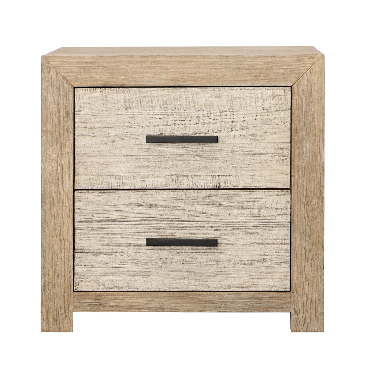 Roux Double Drawer Nightstand Light Warm Wash, by Dovetail, 27.25" width x 27.5" height x 18" depth View 2