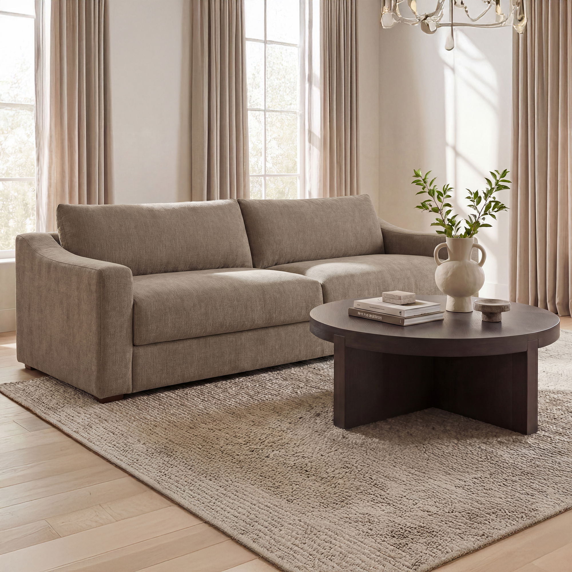 Farrow Sofa Taupe, Sectional Sofa by Moe's Home, 91" width x 31.5" height x 34.75" depth View 7