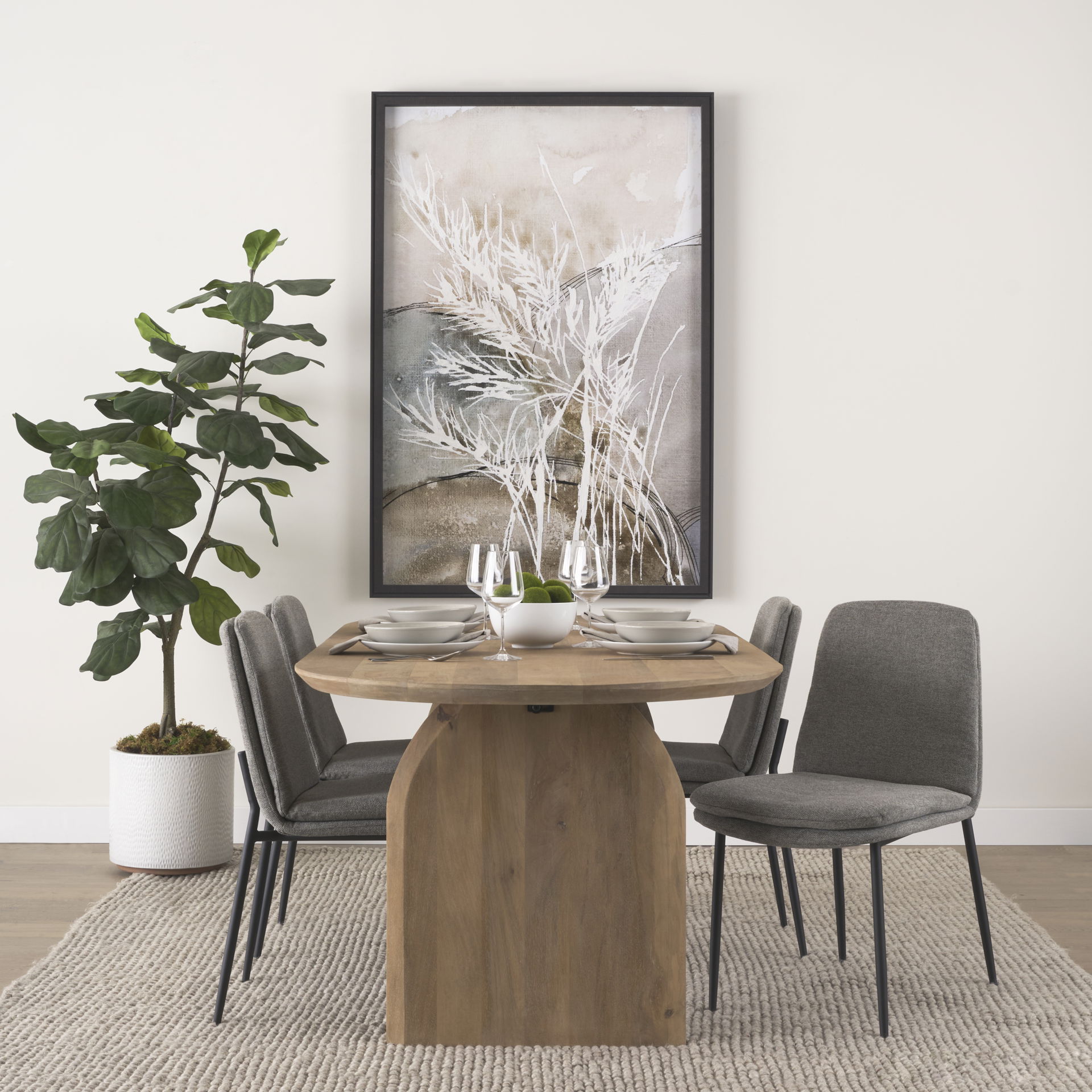 Eve Dining Chair with Gray Fabric & Matte Black Metal large image 